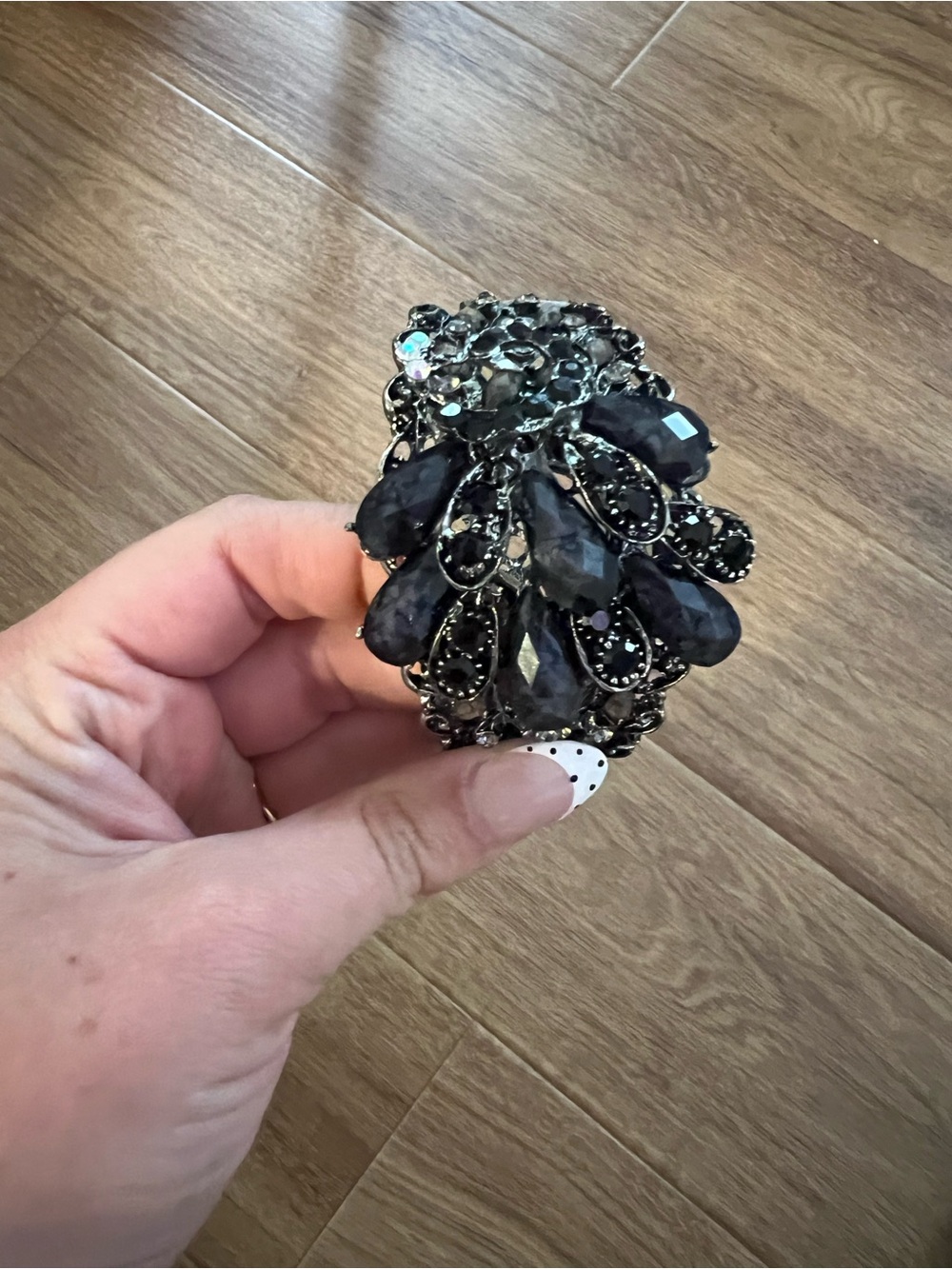 Vintage Elegant Black Crystal Statement Bracelet